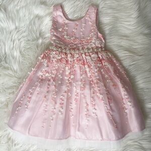 American Princess Pink Floral Dress with Pearl Accents